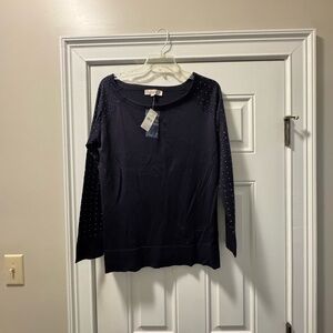 LOFT Dark Blue sweater with sleeve detail